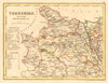 YORKSHIRE, NORTH WEST county map showing wapentakes by ARCHER & DUGDALE 1845