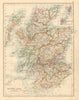 SCOTLAND Counties Undersea telegraph cables JOHNSTON 1892 old antique map