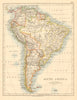 SOUTH AMERICA Bolivia includes Acre, now in Brazil JOHNSTON 1892 old map