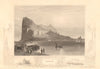 View of the Rock and Fortifications of Gibraltar 1860 old antique print