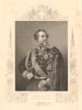 Victor Emmanuel II, King of Sardinia 1860 old antique vintage print picture