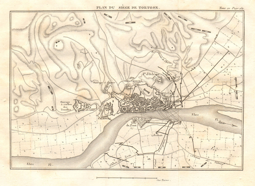 Plan of the Siege of Tortosa 1810-11. Catalonia, Spain. Peninsular War 1817 map