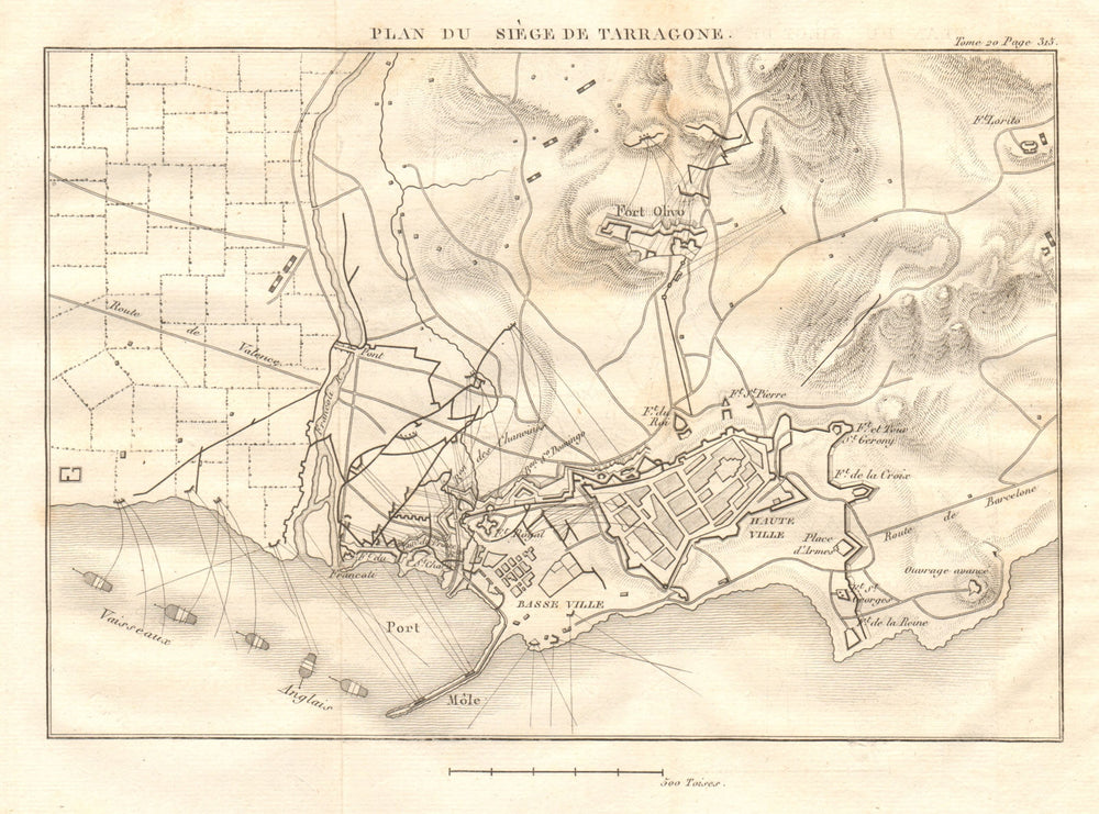 Plan of the Siege of Tarragona in 1811. Catalonia Spain. Peninsular War 1817 map
