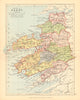 COUNTY KERRY. Antique county map. Munster. Ireland. BARTHOLOMEW 1886 old