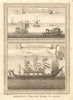 Chinese boats. Junks. Dragon boat. China. SCHLEY 1749 old antique print