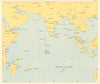 Indian Ocean in 1944. World War 2. Naval fleet bases 1961 old vintage map