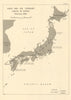 Army and Air Command Areas in Japan, February 1945. World War 2 1965 old map