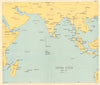 Indian Ocean in 1944-45. World War 2. Naval fleet bases 1965 old vintage map