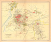 Lahore town city plan. Cantonment Key buildings. British India/Pakistan 1909 map
