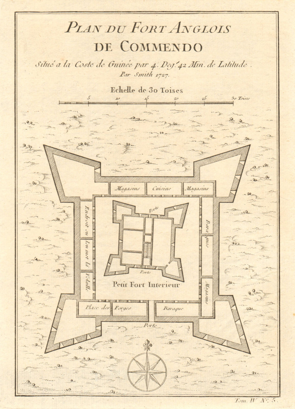 'Plan du Fort Anglois de Commendo'. Ft Komenda, Ghana Gold Coast BELLIN 1747 map