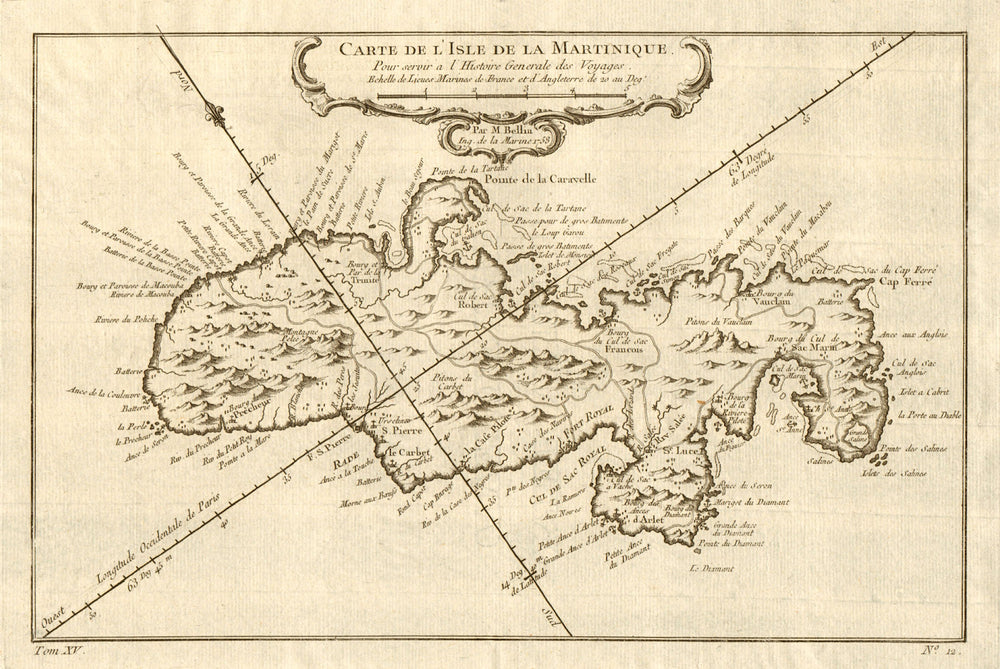 'Carte de l'Isle de la Martinique'. French West Indies. BELLIN 1759 old map