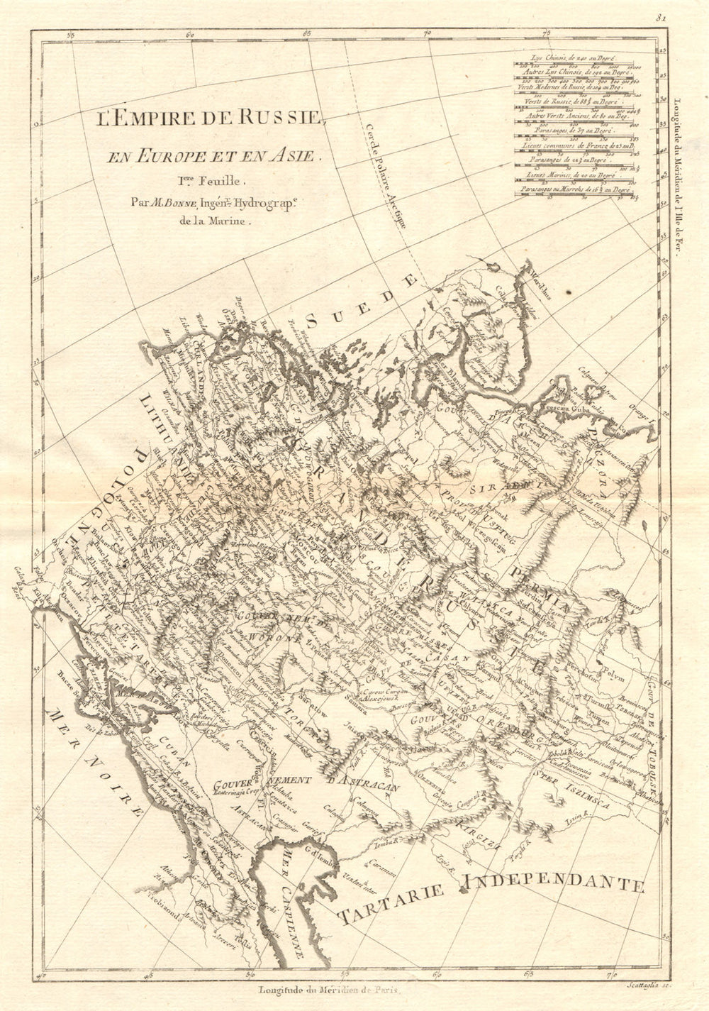 L’Empire de Russie en Europe et en Asie. 1st sheet. Russia West. BONNE 1790 map