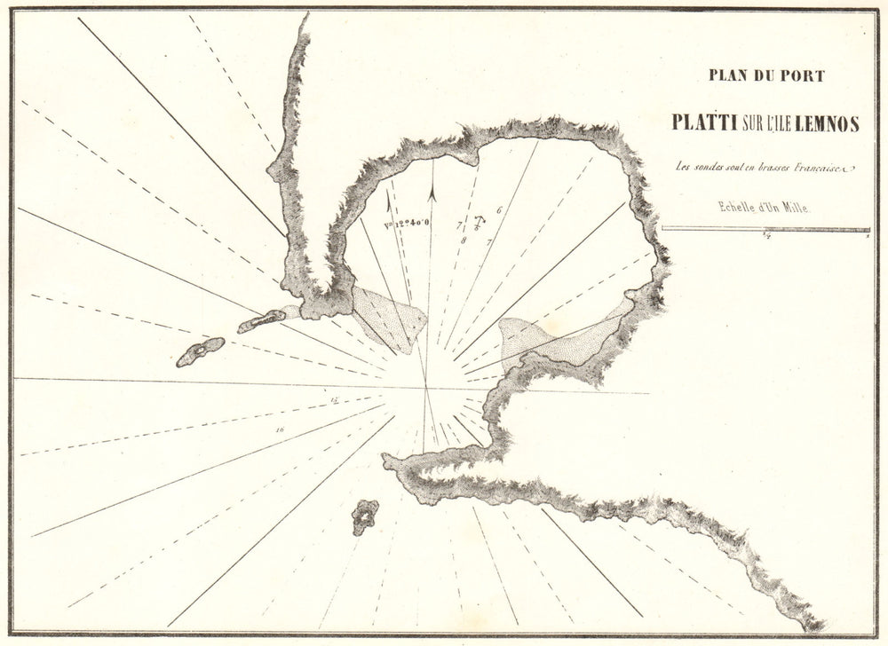 Platy, Lemnos. 'Plan du Port Platti sur L'ile Lemnos'. Greece. GAUTTIER 1854 map