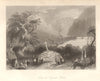Scene at Gougane Barra, County Cork. Ireland 1843 old antique print picture