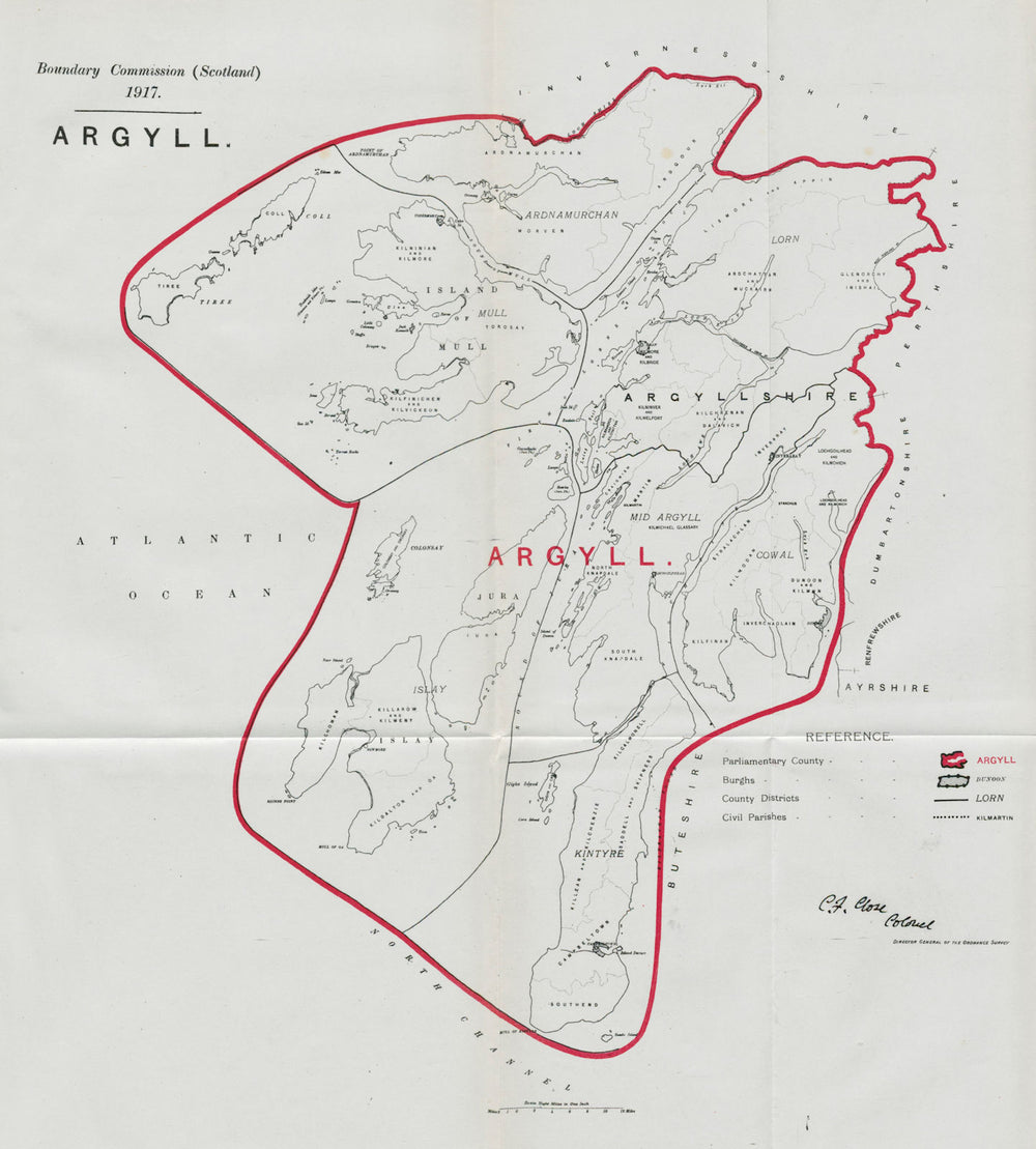 Argyll Parliamentary County. Scotland. BOUNDARY COMMISSION. Close 1917 old map