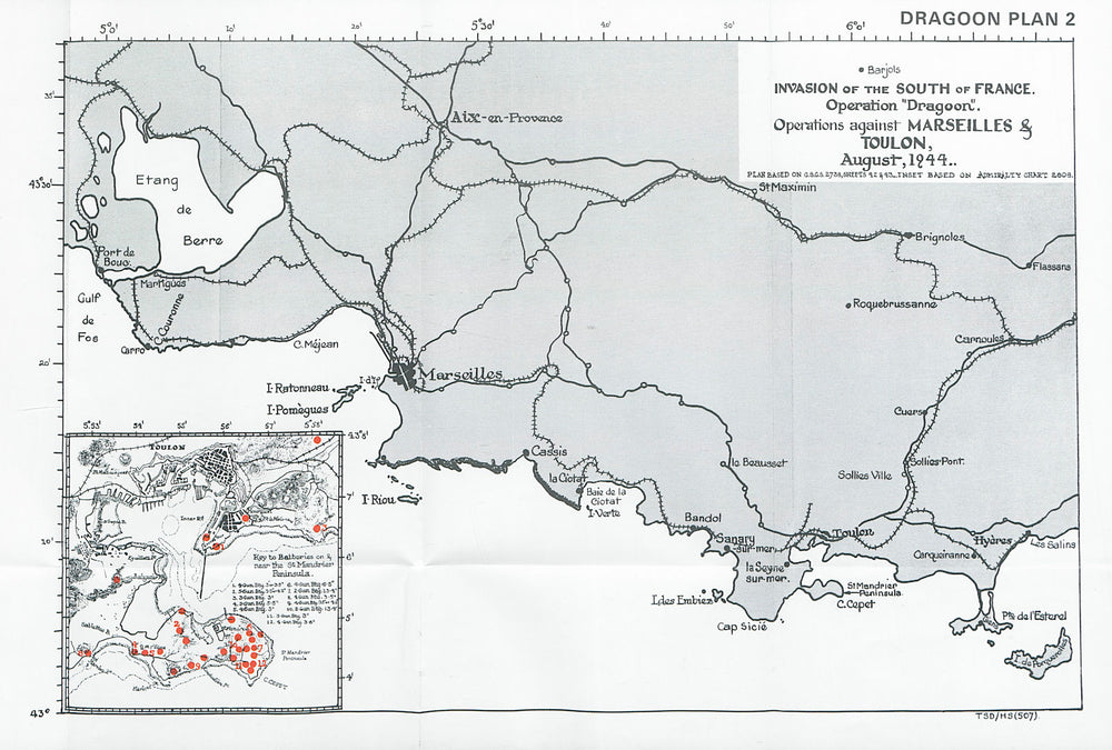 South of France invasion. Operation Dragoon. Marseilles Toulon Aug 1944 1994 map