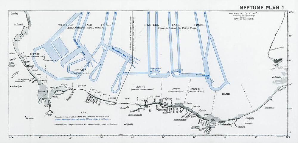 Operation Neptune. Normandy Landings. D-Day. June 1944 Bay of the Seine 1994 map