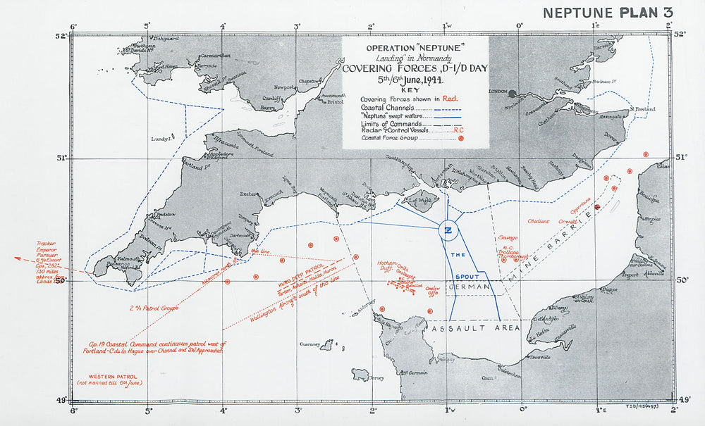Operation Neptune Normandy Landings D-Day Covering forces 5/6 June 1944 1994 map