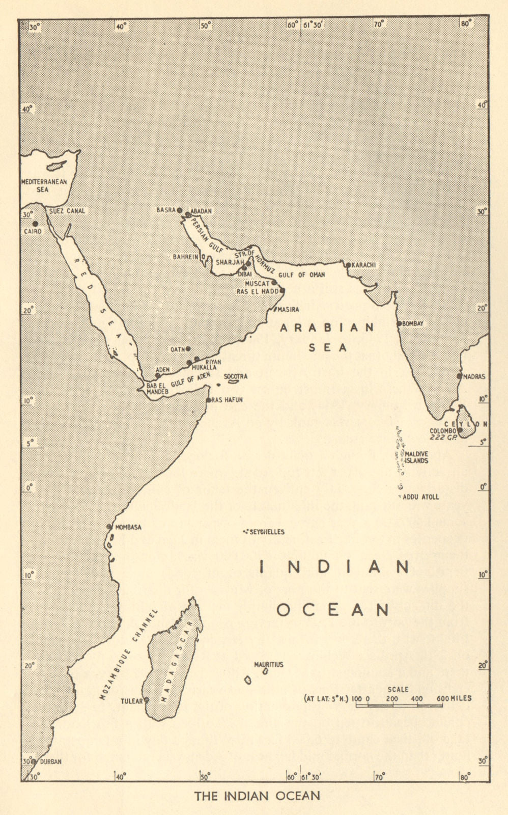 The Indian Ocean Theatre. World War 2. "Dibai" Dubai 1954 old vintage map