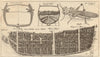 Cross-section of a warship. The Locust of 1748 1748 old antique print picture