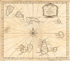 A map or chart of the of the Cape de Verde Islands. KITCHIN 1745 old