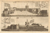 Two views of Cape Coast Castle. Ghana. William Smith 1745 old antique print