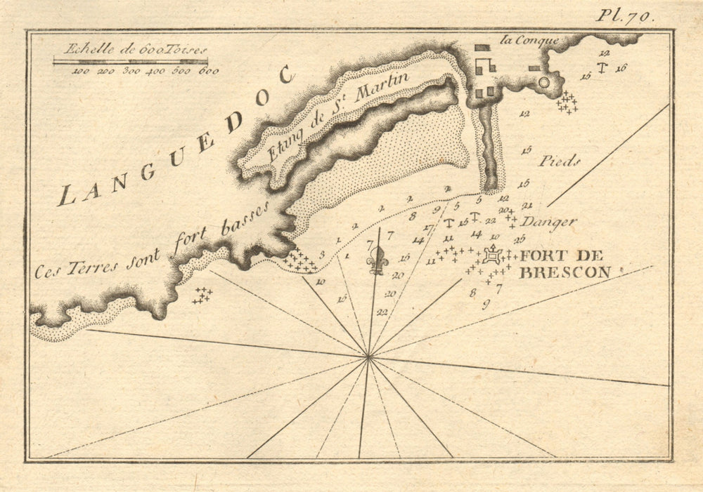 Fort de Brescon/Brescou. Etang de St. Martin. Cap d'Agde. Hérault. ROUX 1804 map