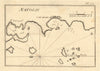 Carabarla, Natolie. Bodrum peninsula west coast. Turgutreis Turkey ROUX 1804 map