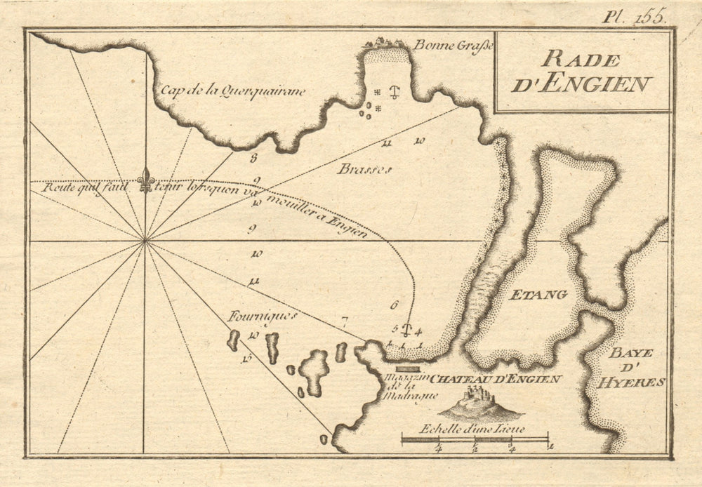 Rade d'Engien. Giens peninsula, Hyères. Plage de l'Almanarre. Var. ROUX 1804 map