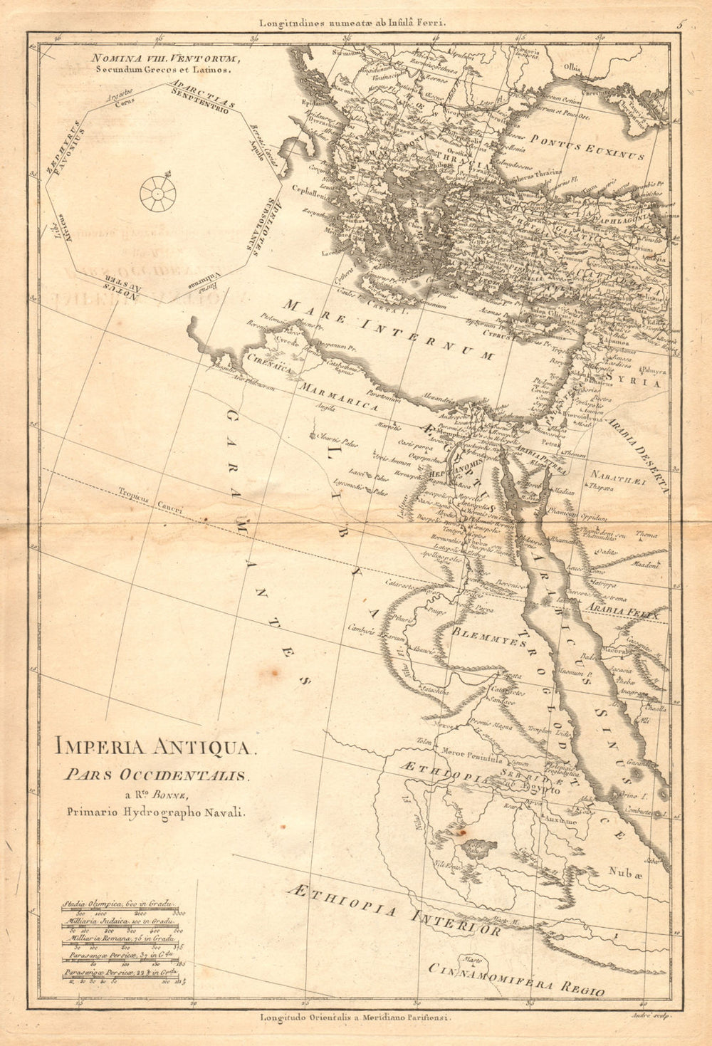Imperia Antiqua pars Occidentalis. Empire of Alexander the Great. BONNE 1787 map