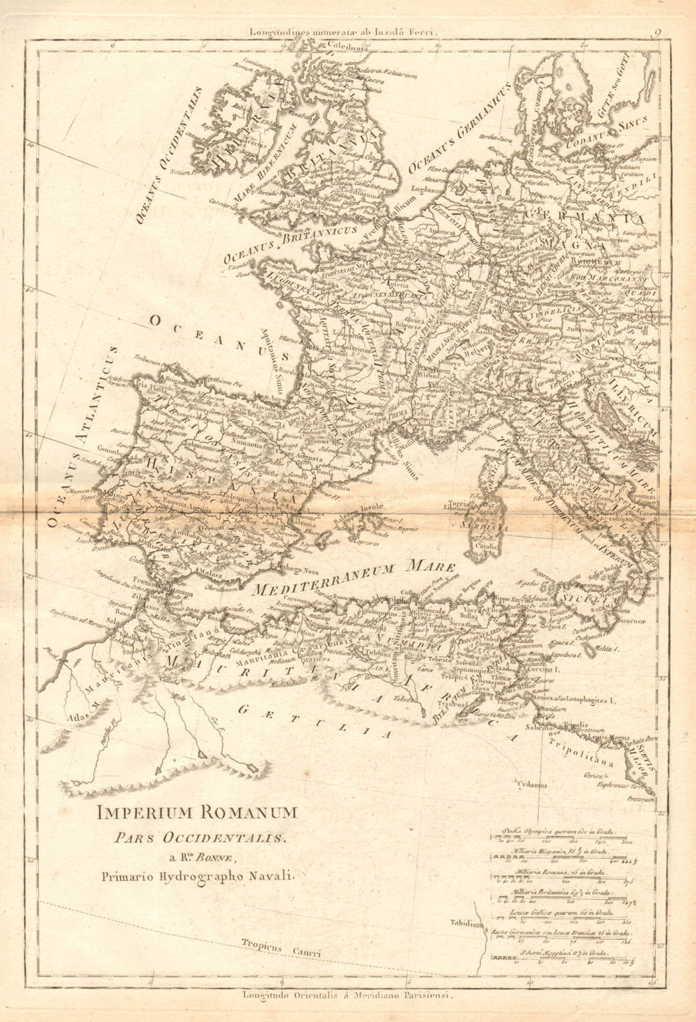 Imperium Romanum pars Occidentalis. Roman Empire. Western Europe. BONNE 1787 map