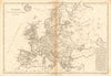 Antique map of Europe by BONNE 1787 old vintage plan chart