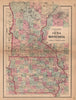 J. H. Colton's map of Iowa and Minnesota 1864 old antique plan chart