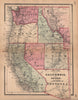 Colton's map of California & Idaho. Oregon Washington Montana Utah Arizona 1864