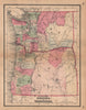 J. H. Colton's map of Oregon and Washington 1864 old antique plan chart