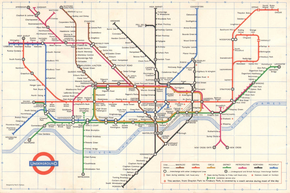 LONDON UNDERGROUND tube map plan. Northern line Highbury branch. GARBUTT 1967