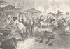 GERMANY. Fruit & fish market, Middle Rhine 1903 old antique print picture