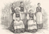 NORWAY. Hardanger peasant women 1890 old antique vintage print picture