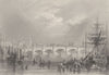 New bridge and Broomielaw, Glasgow. Scotland. BARTLETT 1842 old antique print