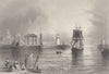 Holyhead, the lighthouse, triumphal arch &c. Wales. BARTLETT 1842 old print