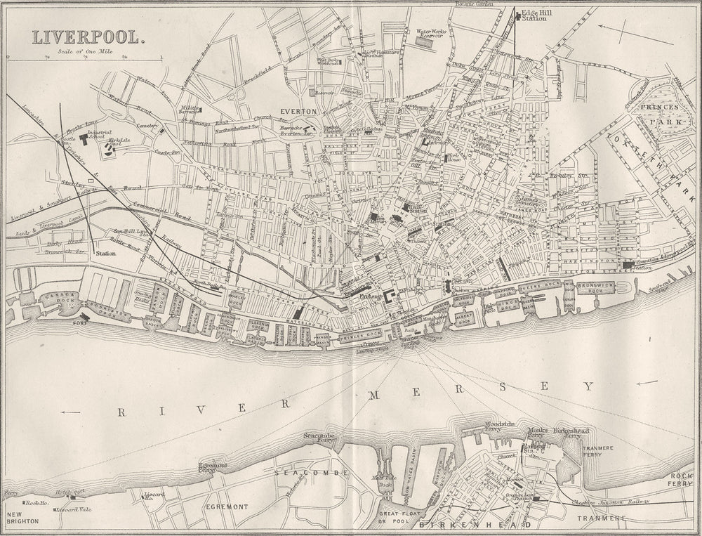 LANCS. Liverpool town plan 1874 old antique vintage map chart