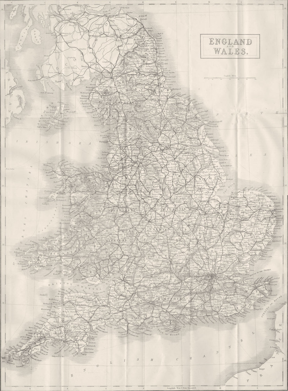 ENGLAND. Map of England 1874 old antique vintage plan chart