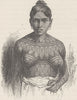 BRAZIL. Munduruku Indian woman 1890 old antique vintage print picture