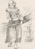 FRANCE. Country girl of Brittany 1893 old antique vintage print picture