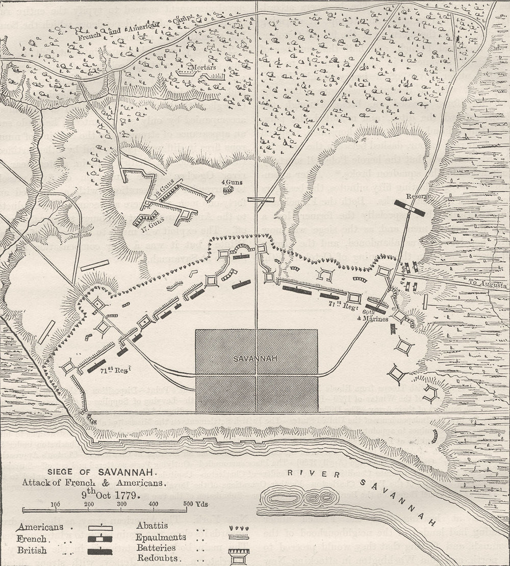 GEORGIA. Plan of position before Savannah c1880 old antique map chart