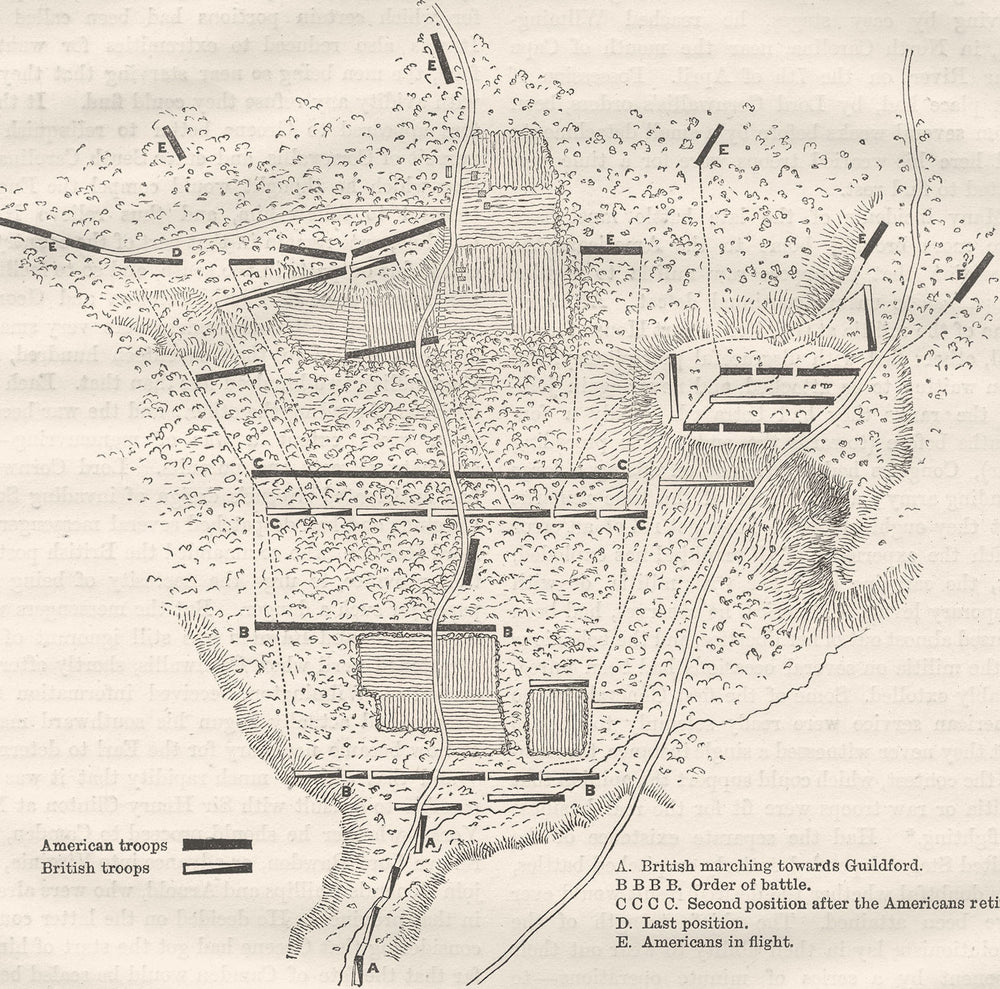 NORTH CAROLINA. Plan, Battle Guildford(Stedman) c1880 old antique map chart