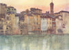 FLORENCE FIRENZE. Old Houses on the Left Bank of the Arno, looking West 1905
