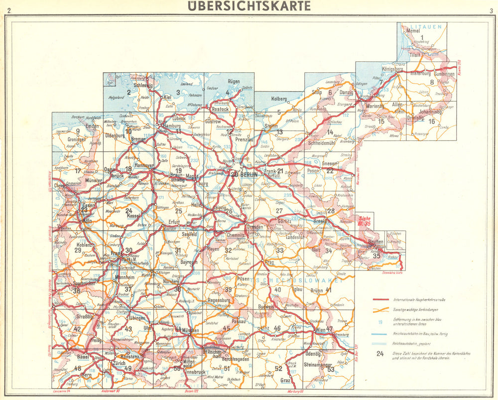 GERMANY. Ubersichtskarte 1936 old vintage map plan chart