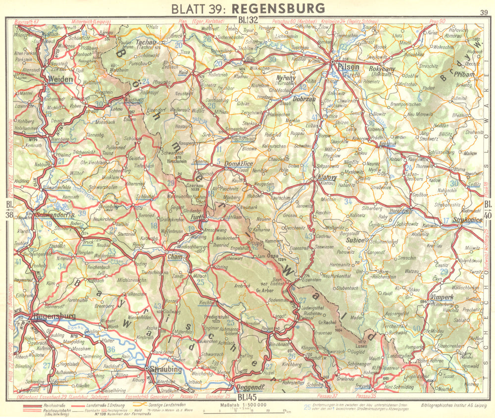 GERMANY. Regensburg 1936 old vintage map plan chart