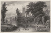 DEVON. Tiverton Church, from the Bridge 1829 old antique vintage print picture
